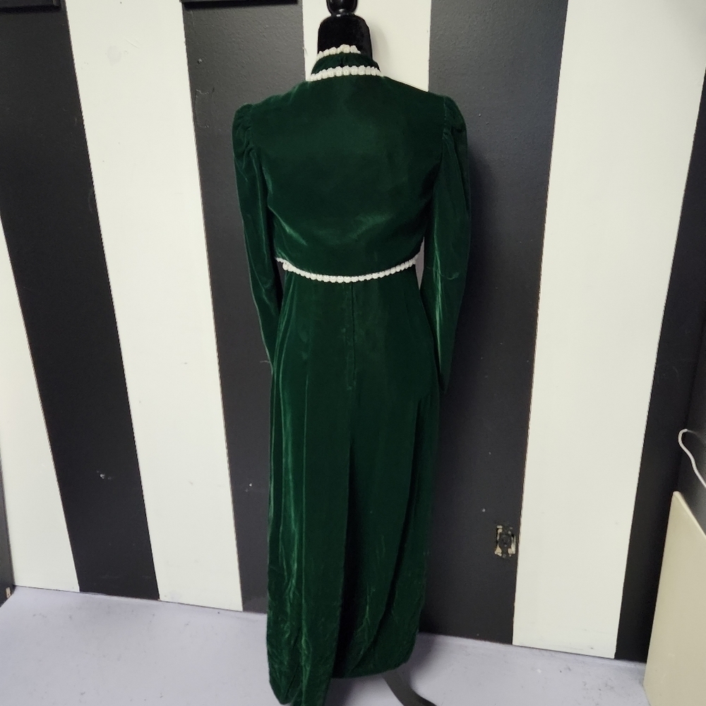 70's emerald and daisy velvet dress + bolero - Picture 5 of 8